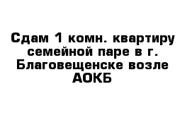 Сдам 1-комн. квартиру семейной паре в г. Благовещенске возле АОКБ